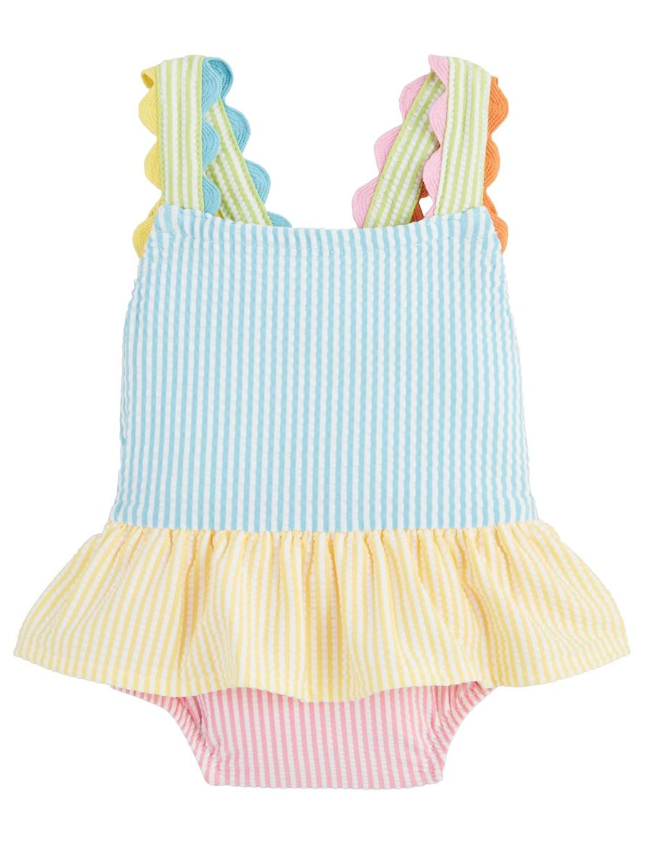 Seersucker Ric Rac One Piece Swimsuit - Multi
