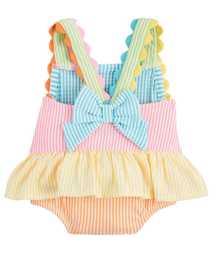Seersucker Ric Rac One Piece Swimsuit - Multi