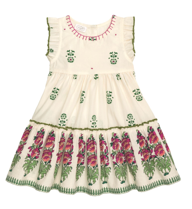 Ivory block print dress