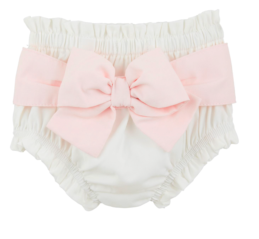 White diaper covers - pink bow