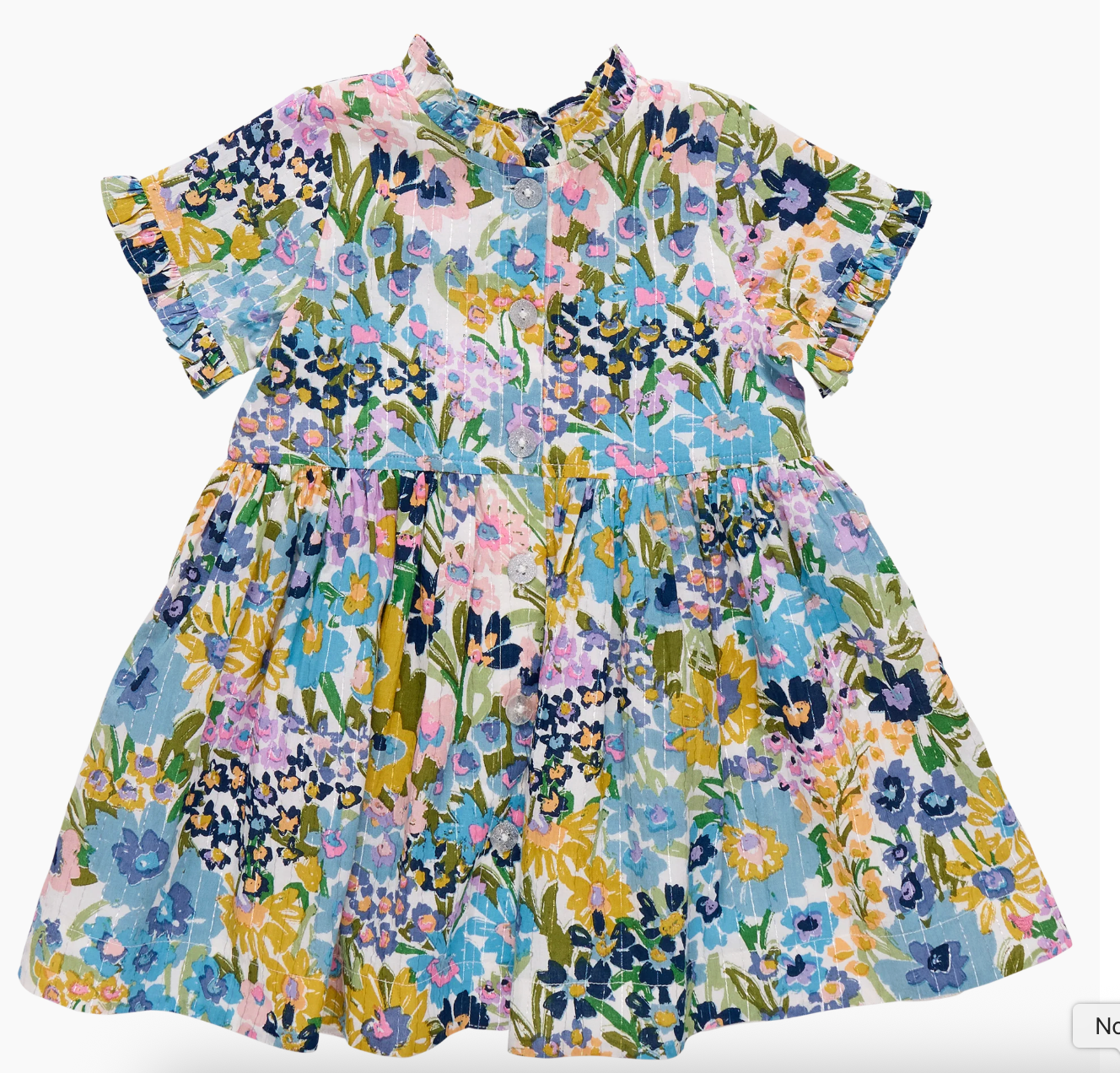 Girls autumn dress- blue large sketched floral