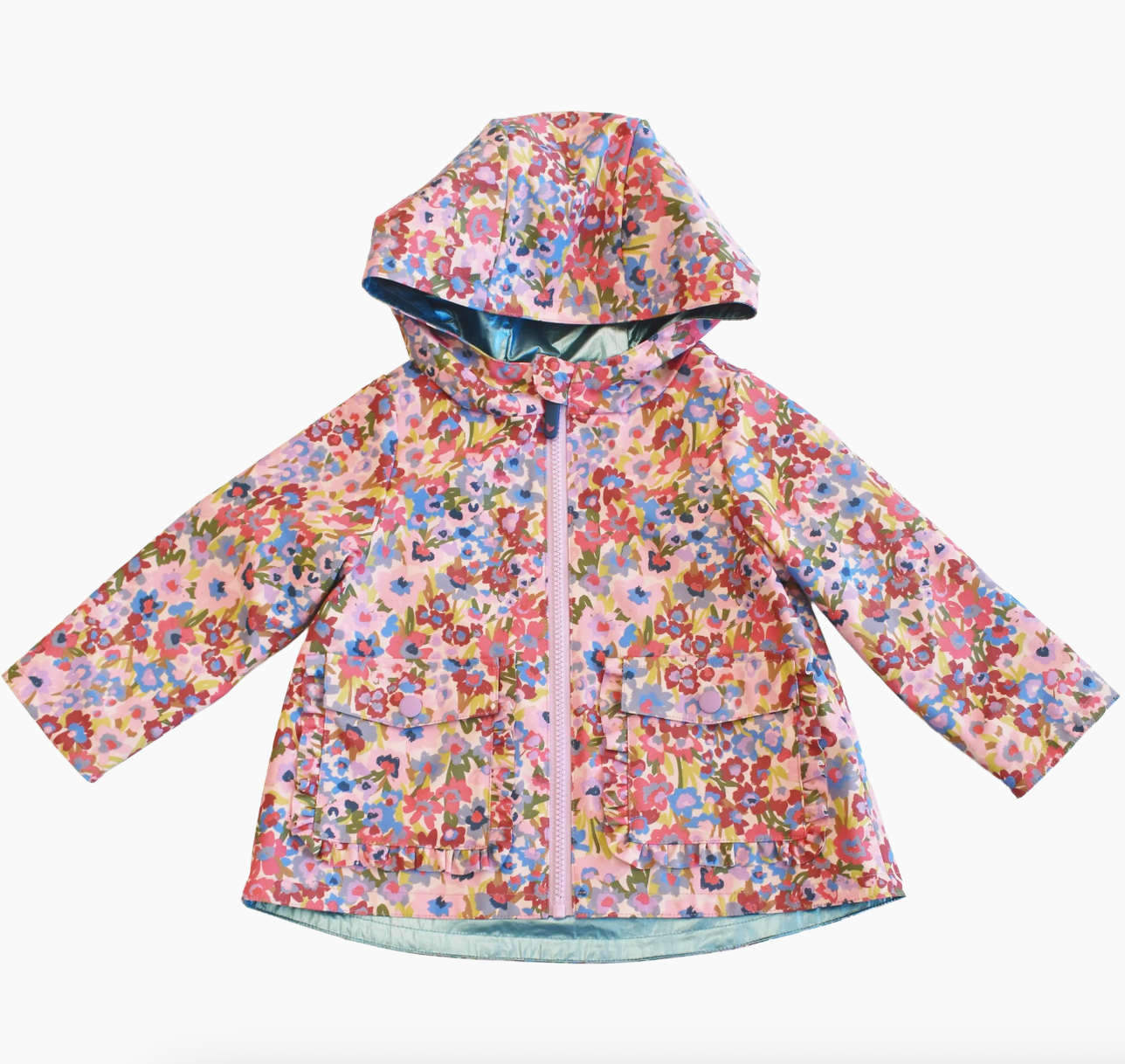 girls rafa reversible raincoat - burgundy