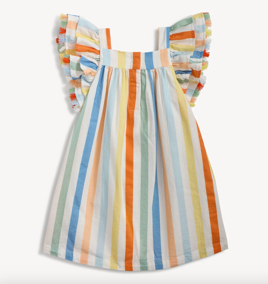 Multi Stripe Woven Flutter Dress