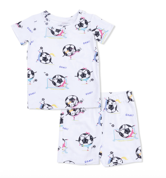 Soccer Balls Playing Soccer Loungewear Short Set - Pink