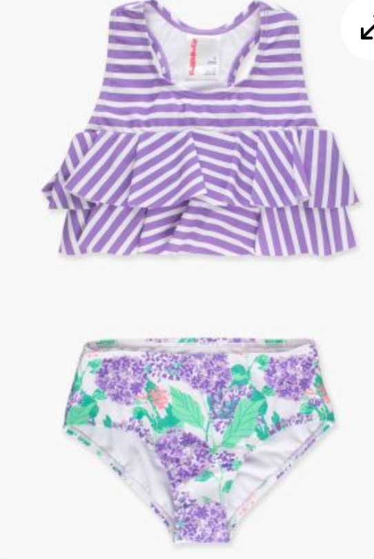 Purple Hydrangea Garden Flounce 2pc swimsuit