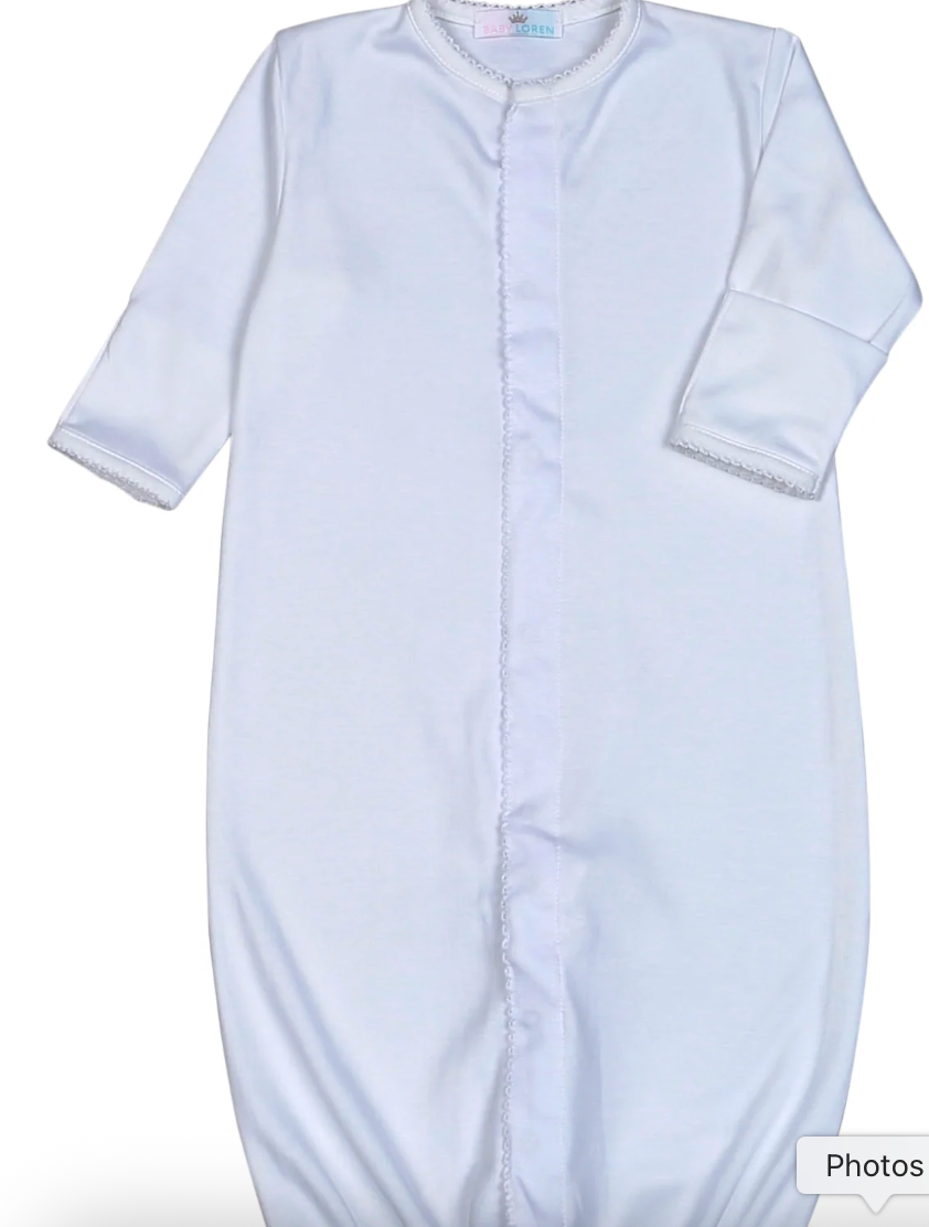 White Converter Gown w/white Picot Trim