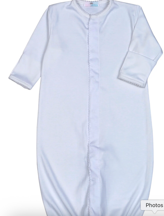White Converter Gown w/white Picot Trim