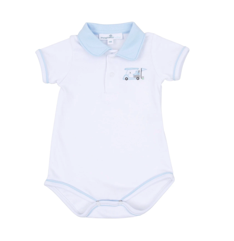 Little golfer collared bodysuit- light blue