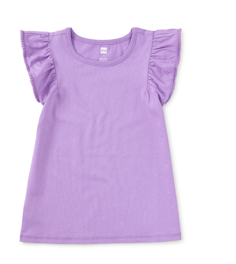 pom-pom flutter top- paisley purple