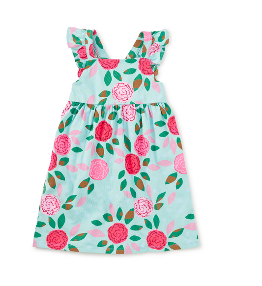 Ruffle strap dress- spinning carnations