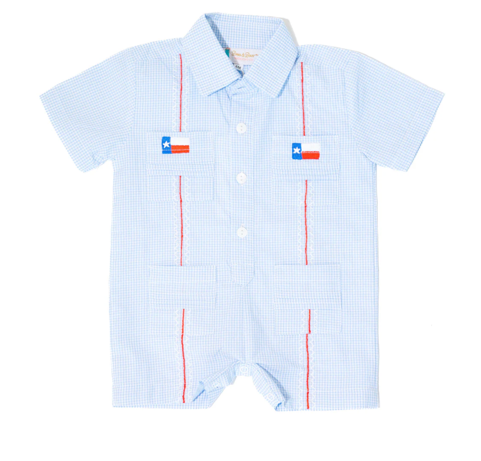 Boys Texas Flag Guayabera Romper