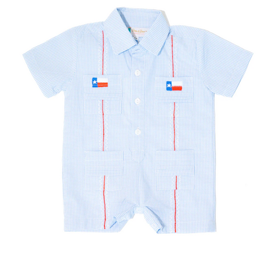Boys Texas Flag Guayabera Romper