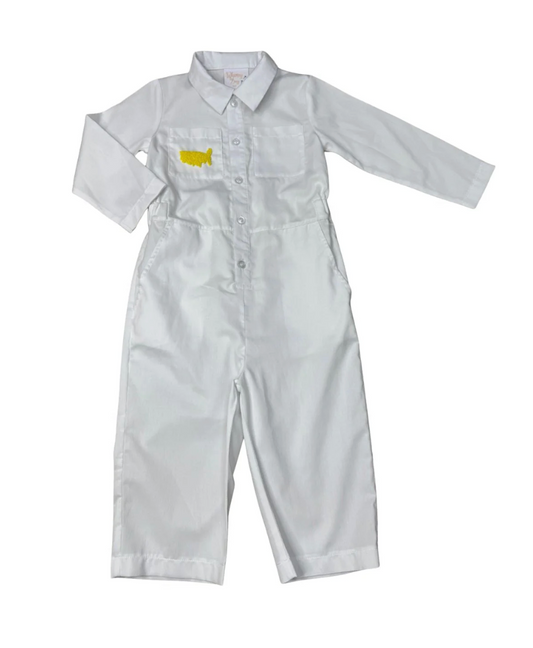 On the green caddie suit