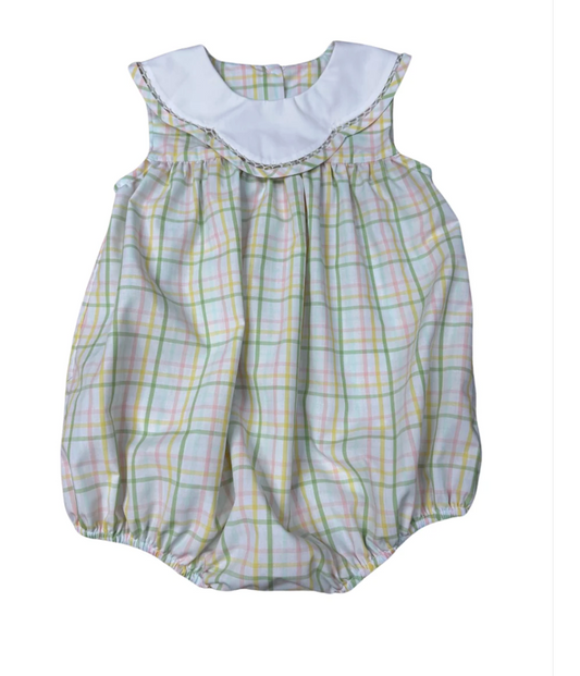 Pastel prep plaid scalloped bubble