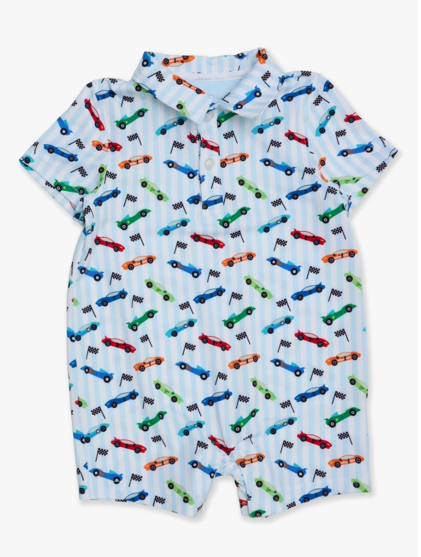 Tiny Let's Roll Performance polo romper