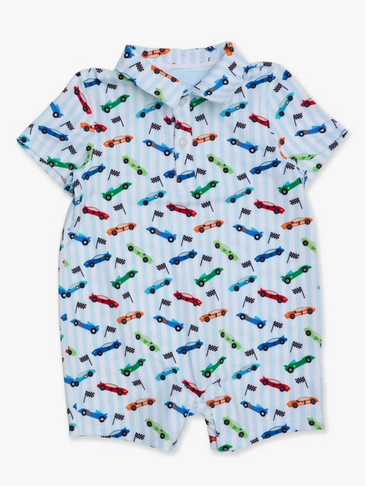 Tiny Let's Roll Performance polo romper