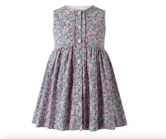 Scalloped Floral Button- Front Dress