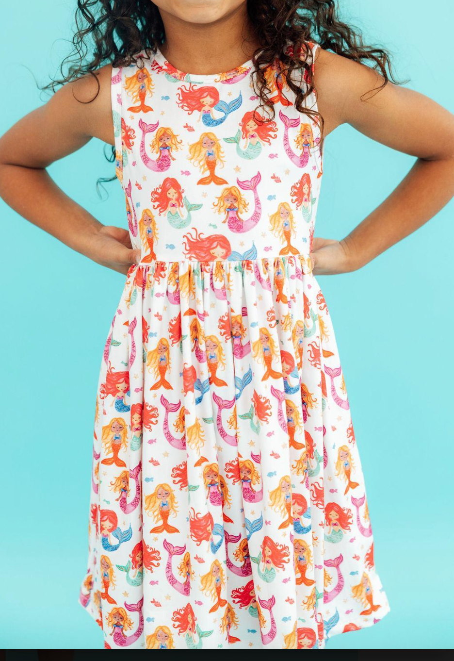 Watercolor Mermaid Sleeveless Twirl Dress