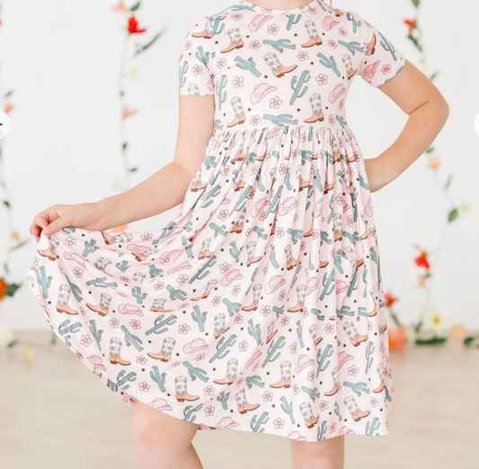 Cactus Cowgirl S/S Pocket Twirl Dress