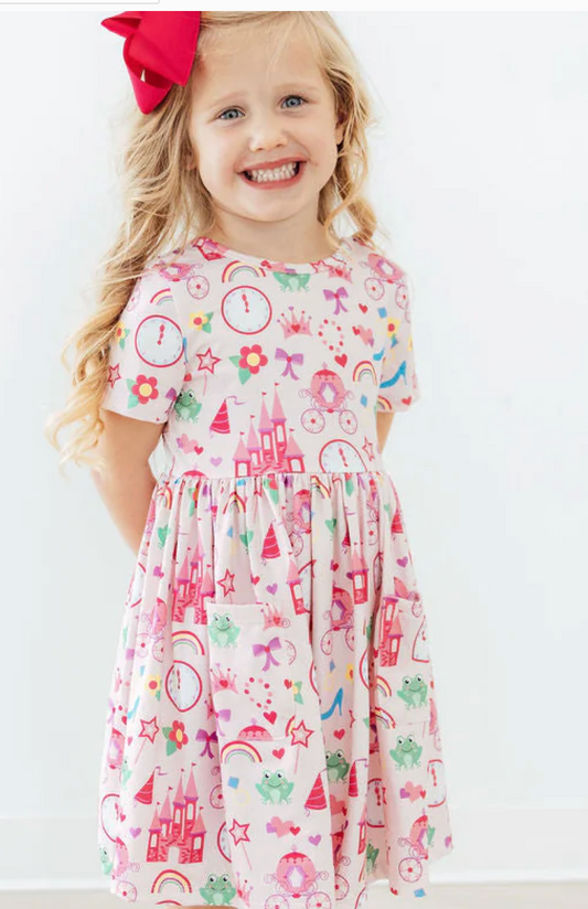 Princess & Froggie S/S Pocket Twirl Dress