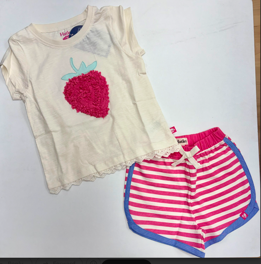 Raspberry Eyelet Trim Tee & Short Set