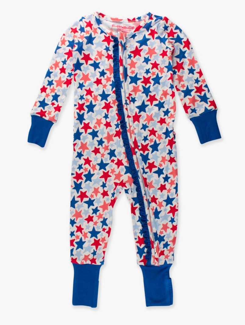 Star-Spangled Convertible Ruffle One Piece Pajama, Bamboo Viscose