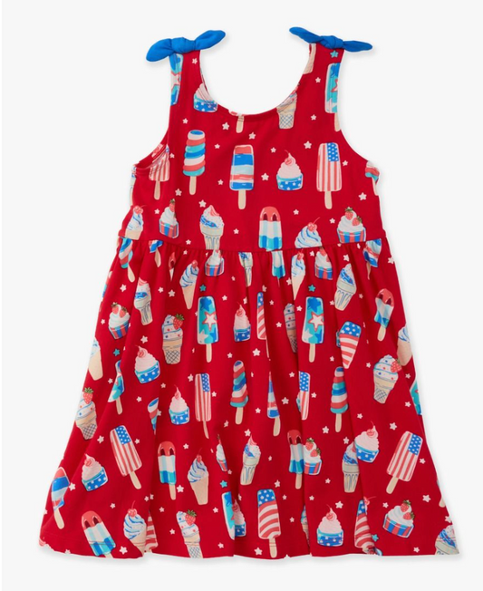 Stars & Scoops Tie Shoulder Twirl Dress