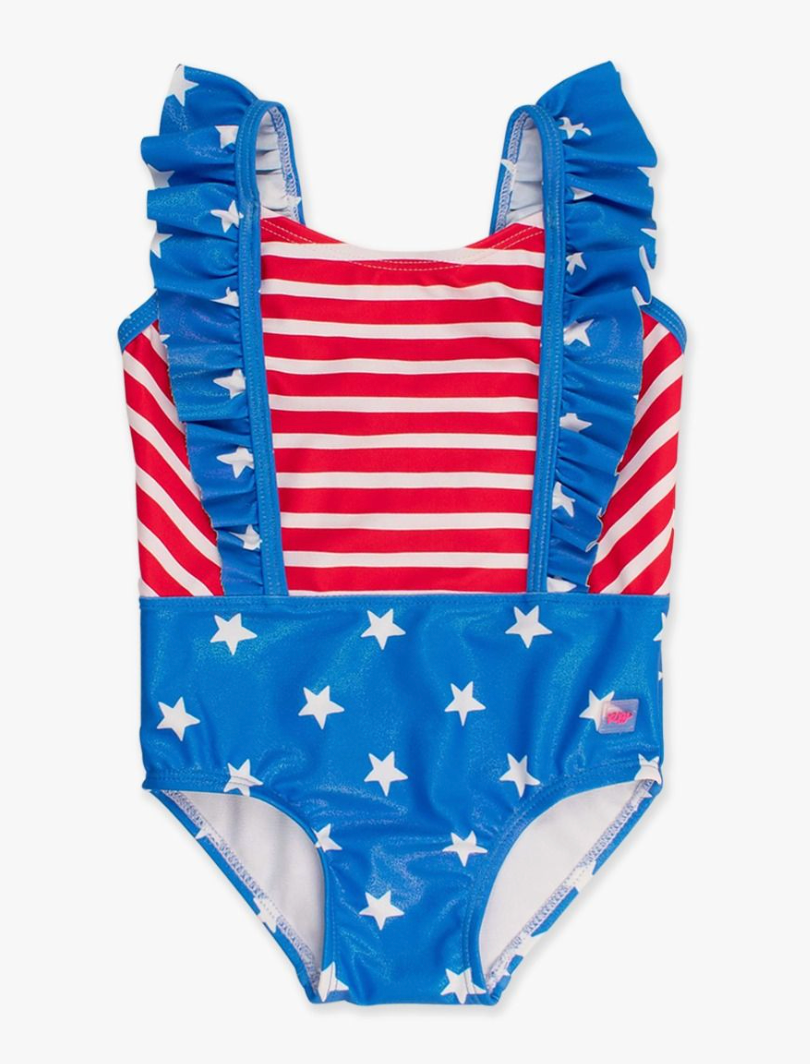 Shimmer Stars & Stripes Pinafore One Piece Swimsuit