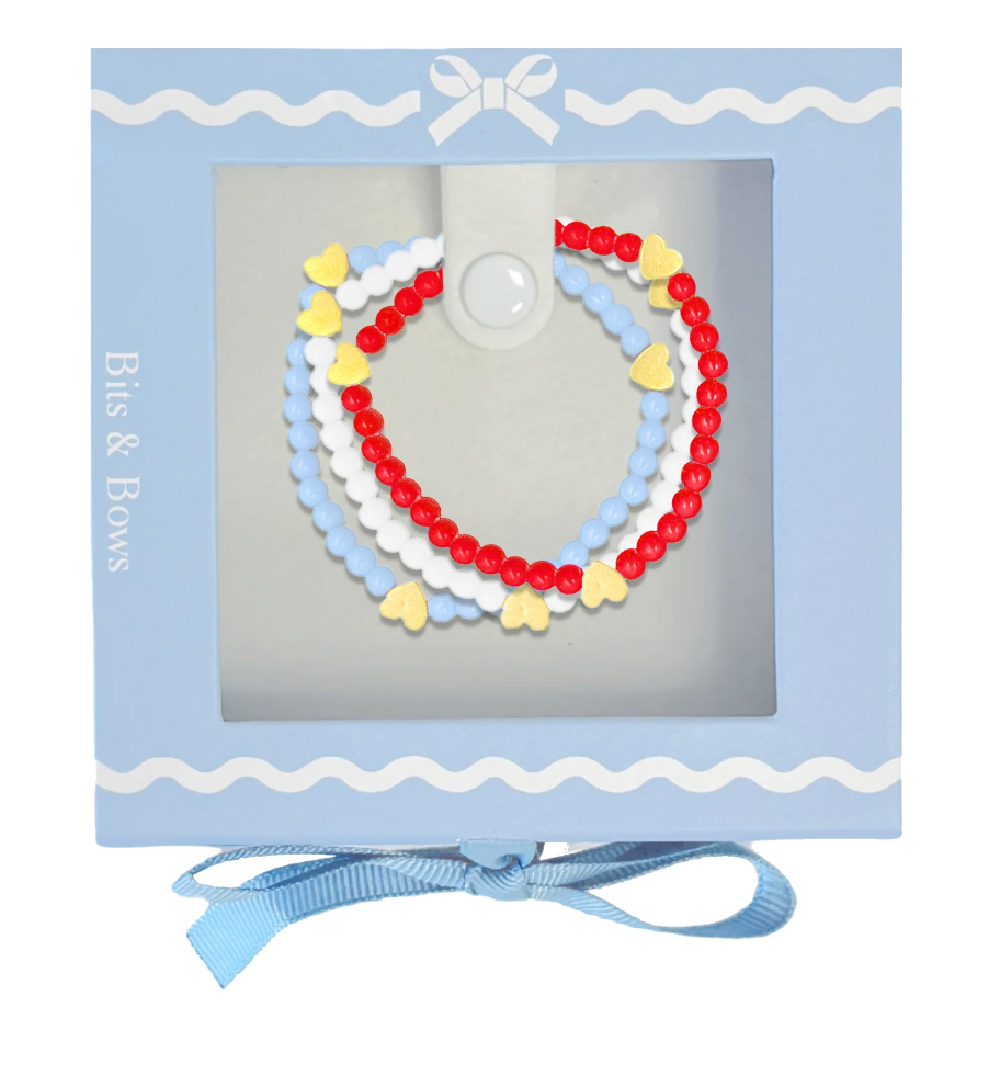 Red/White/Blue Heart Bracelet Set