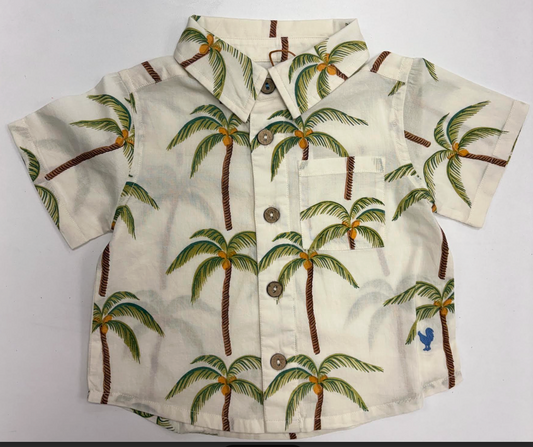 Baby Boys Jack Shirt - Cream Palm Trees