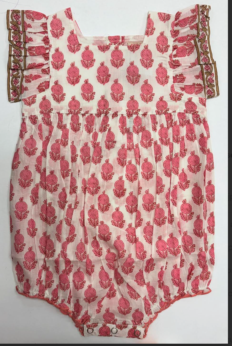 Baby Girl Elsi Bubble - Pink Dahlia Floral