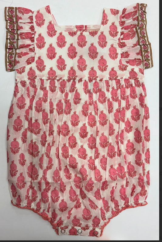 Baby Girl Elsi Bubble - Pink Dahlia Floral