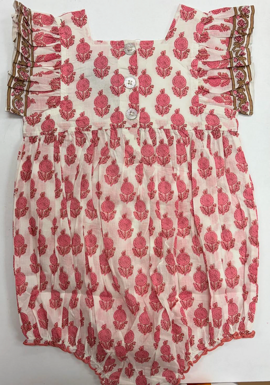 Baby Girl Elsi Bubble - Pink Dahlia Floral