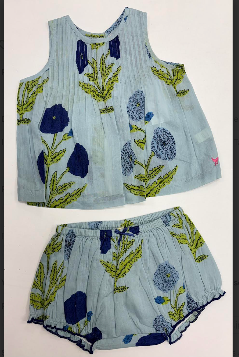 Baby Girl Jaipur 2pc set - Light Blue Dandelion
