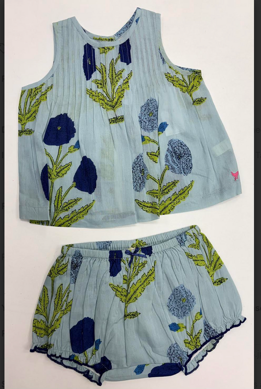 Baby Girl Jaipur 2pc set - Light Blue Dandelion