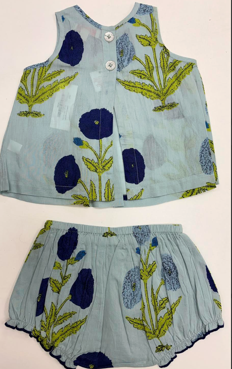 Baby Girl Jaipur 2pc set - Light Blue Dandelion
