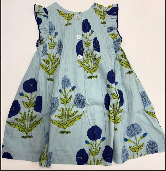 Girls Jaipur Dress - Light Blue Dandelion