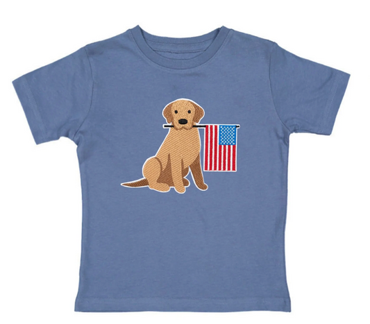 Patriotic Pup Patch Short Sleeve T-Shirt - Indigo