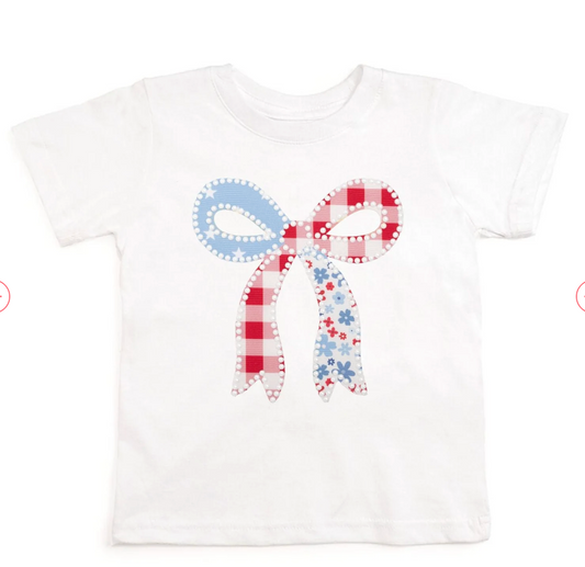Patchwork Bow Patch short sleeve shirt - white