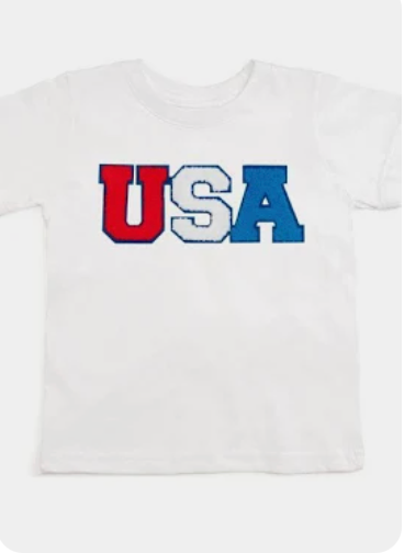 USA Multi Patch Short Sleeve T-Shirt, White