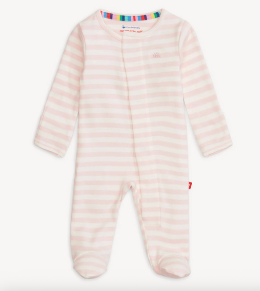 Pink Stripe Cotton Footie