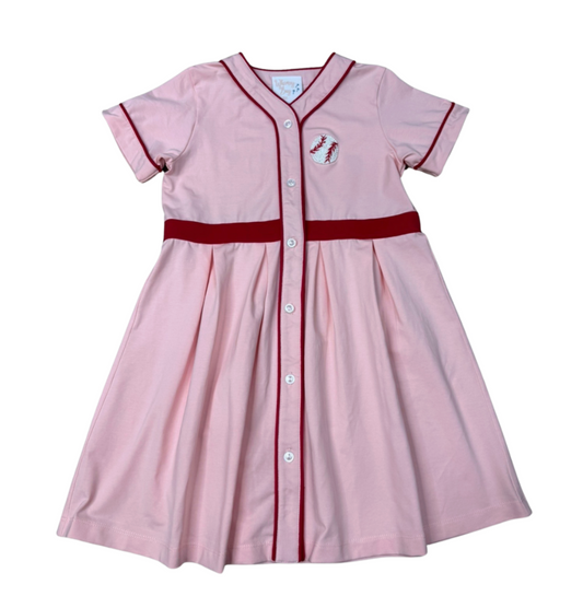 Girls Play Baseball Dress- pink