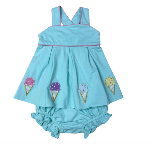 Scream For Ice Cream Applique Bloomer Set