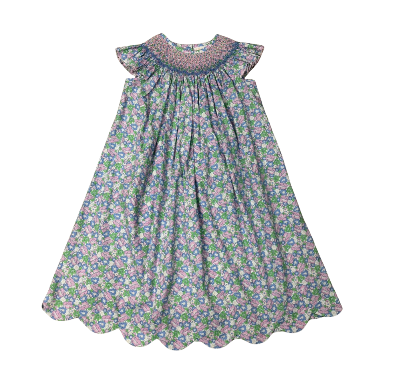 Brilliant Blooms Pearl Smocked Bishop Dress