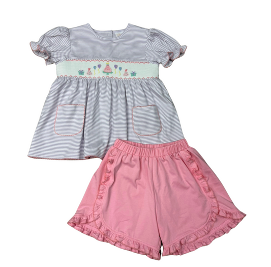 Birthday Bash Smocked Pocket Short Set