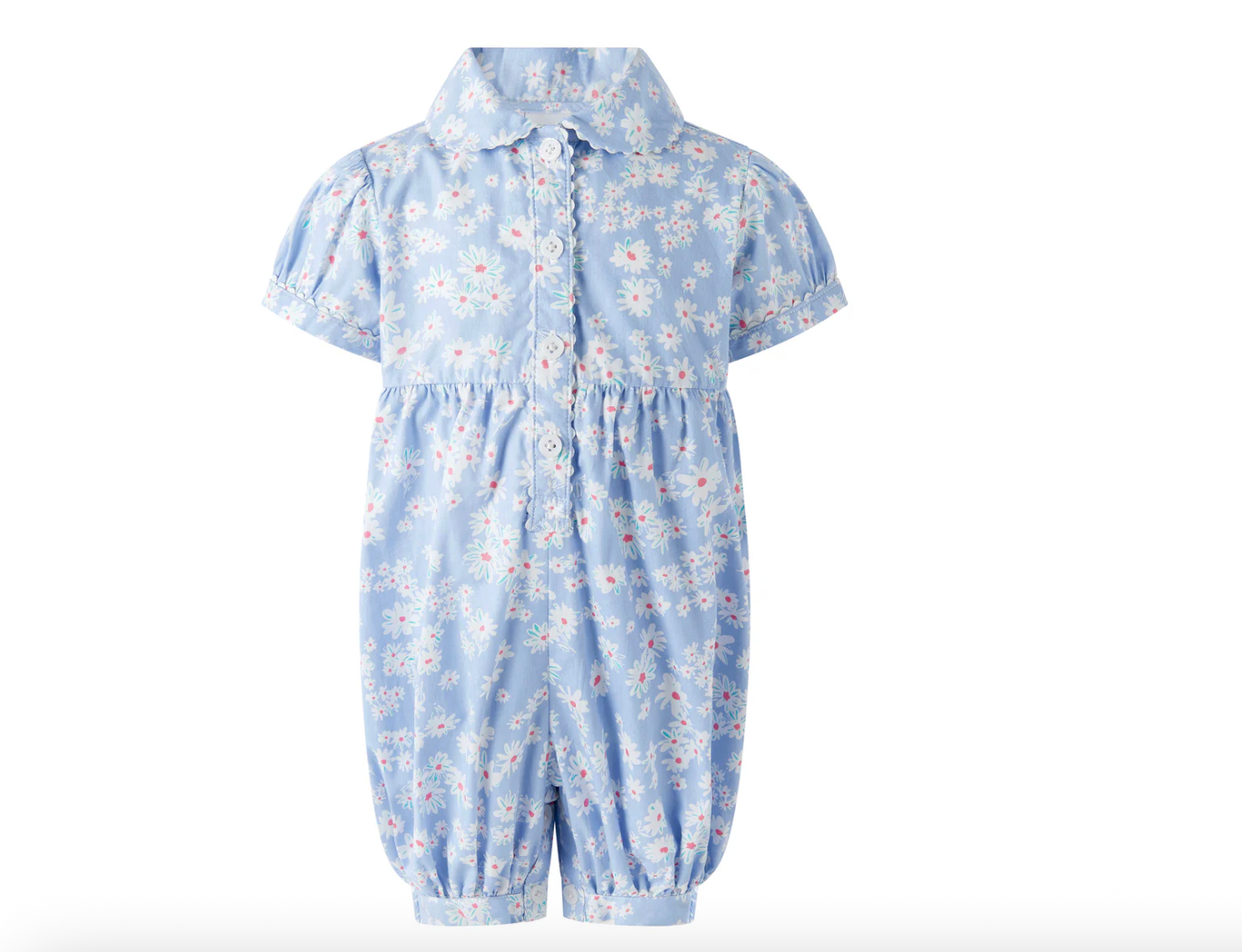 Daisy Blue Button Front Babysuit