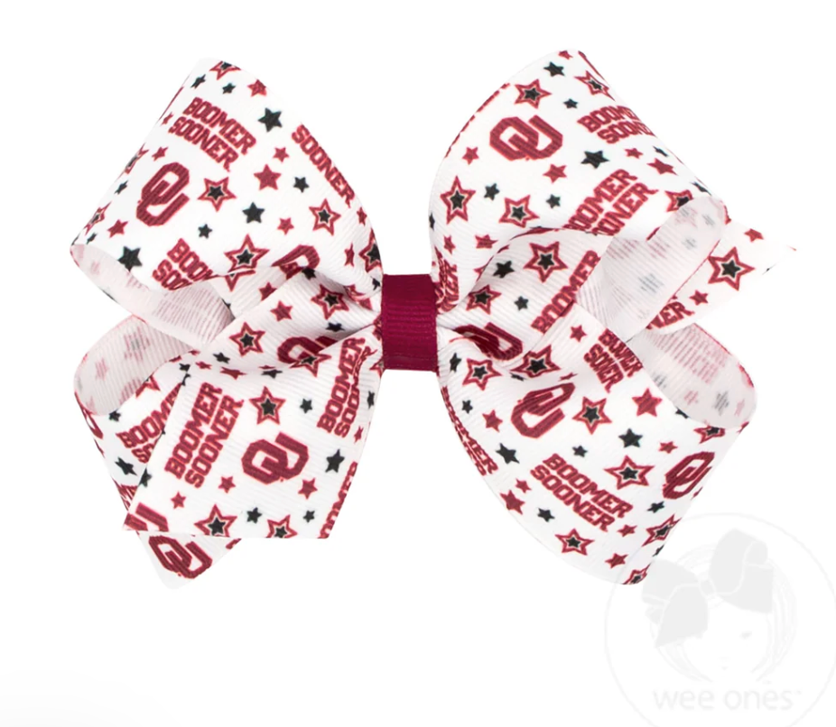 Oklahoma Sooner Med College Star Print Bow