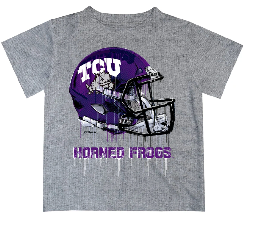 SS TShirt TCU Dripping Football Helmet