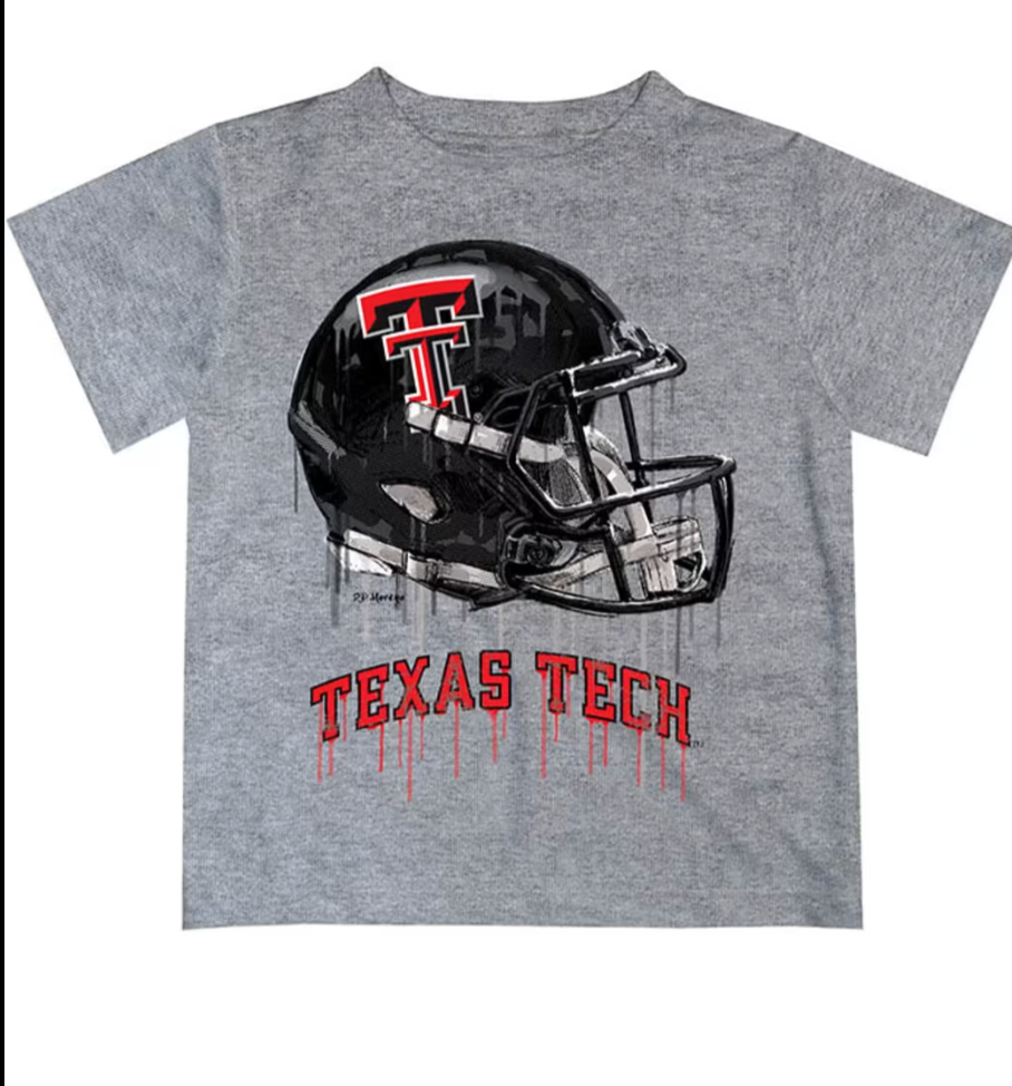 SS TShirt TexasTech Dripping Football Helmet