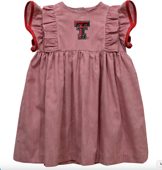 Texas Tech Embroidered Red Gingham Dress